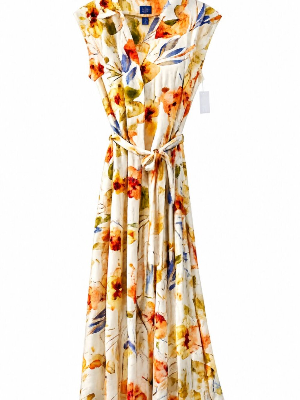 Rabbit Rabbit Rabbit Watercolor Floral Belted Midi Dress | 16W | NWT | MSRP $79